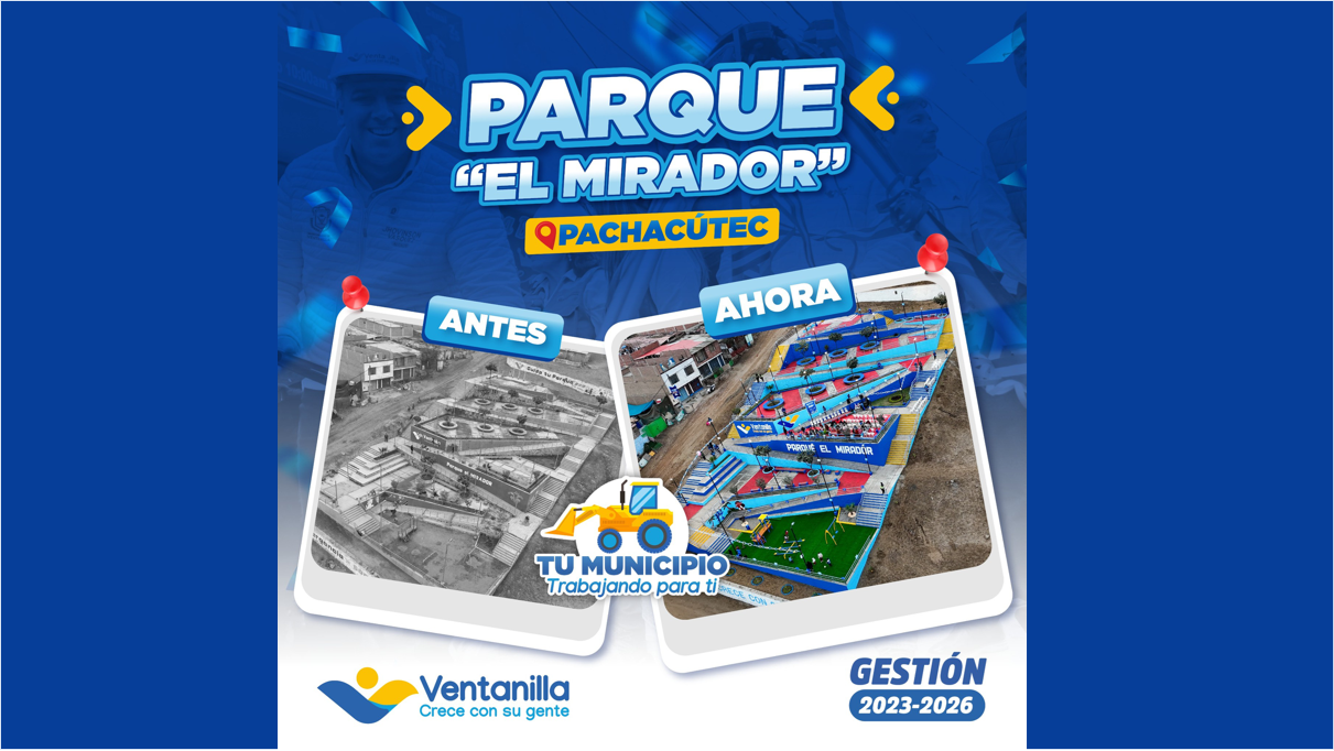 El parque "El Mirador" en Pachacútec ahora luce renovado con juegos, iluminación y áreas verdes 🌳🎠💡.c