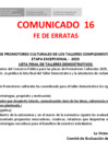 Vista preliminar de documento COMUNICADO 16- FE DE ERRATAS- LISTA FINAL DE TALLER DEMOSTRATIVO  -2025 PROMOTORES CULTURALES