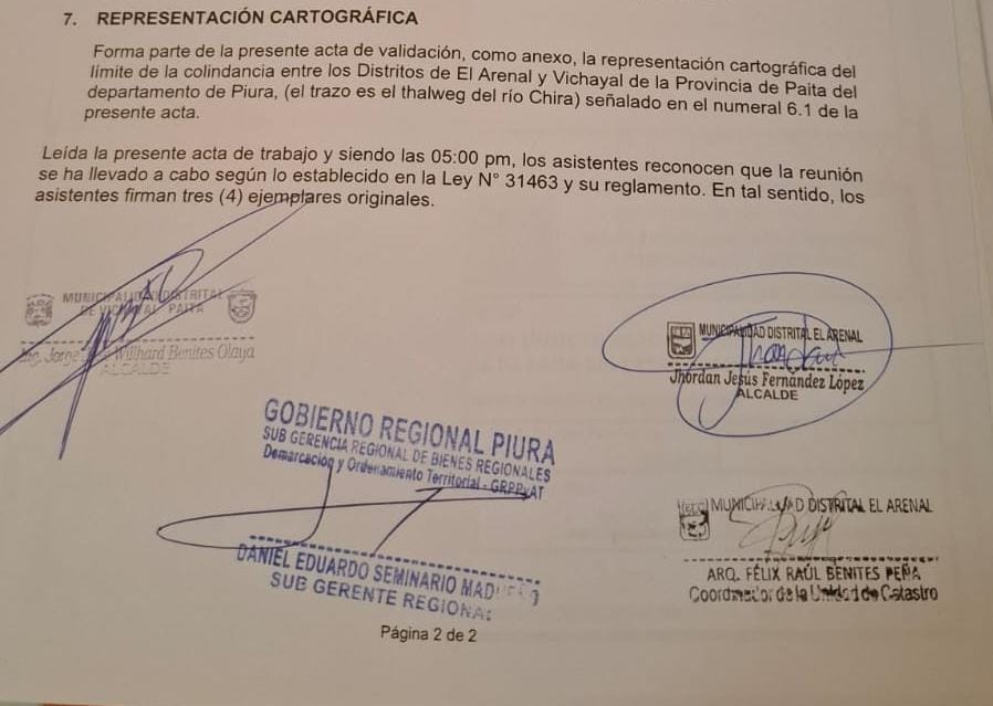Alcaldes de Colán, Vichayal y El Arenal definen límites territoriales en un acuerdo histórico para Paita