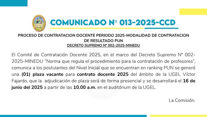 GOB. PE COMUNICADO - CONTRATACIÓN DOCENTE