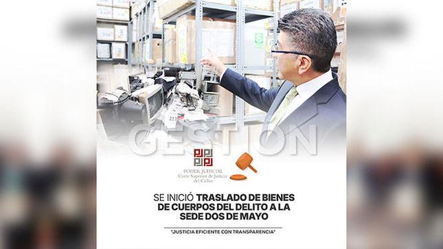 Se inició traslado de bienes de cuerpos del delito a la sede Dos de Mayo
