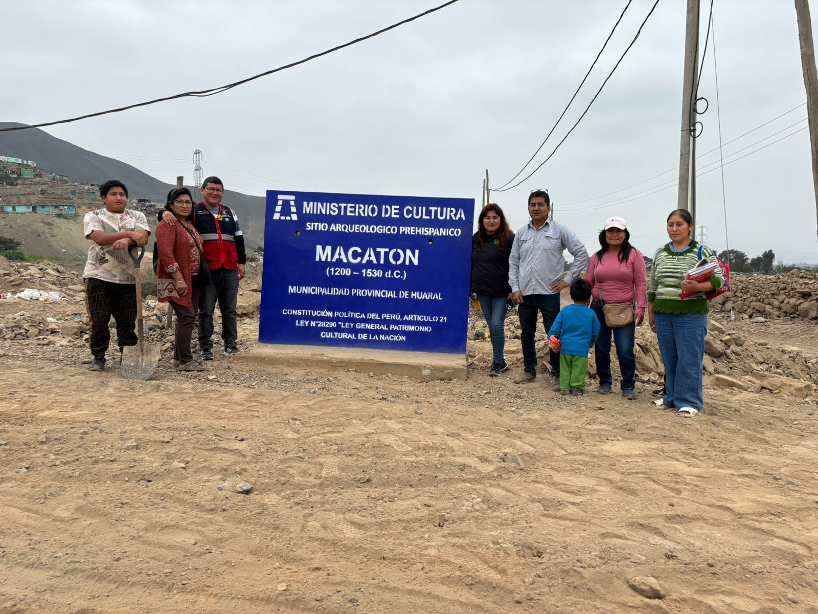 Municipalidad provincial de Huaral coloca señaleticas para la protección de patrimonio cultural en el C.P El Ángel Macaton