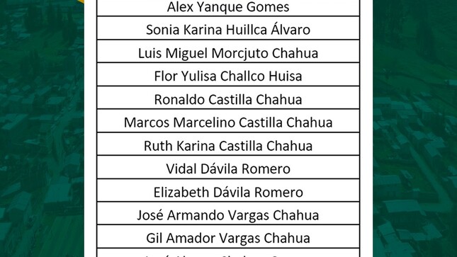 Lista de veneficiarios
