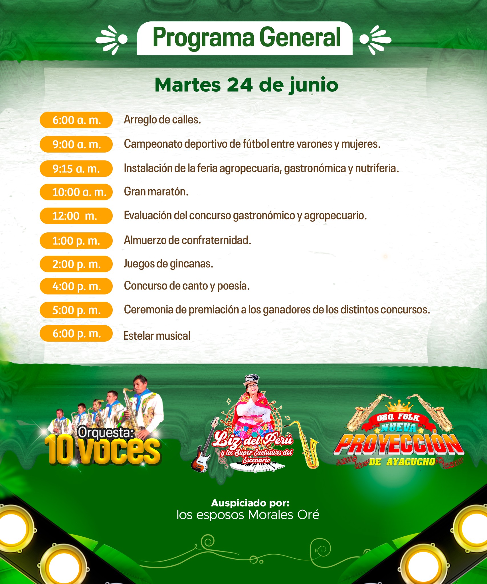 Las autoridades de la comunidad y la Municipalidad Distrital de Villa Kintiairna te invitan a celebrar con nosotros este 24 de junio con diversas actividades deportivas y costumbristas.
π βΌοΈ Te esperamos desde las 6 de la maΓ±anaβΌοΈ β°