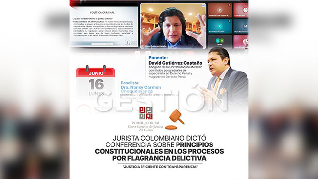 Jurista colombiano dictó conferencia sobre principios constitucionales en los procesos por flagrancia delictiva