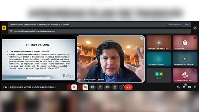 Jurista colombiano dictó conferencia sobre principios constitucionales en los procesos por flagrancia delictiva en la Corte del Callao