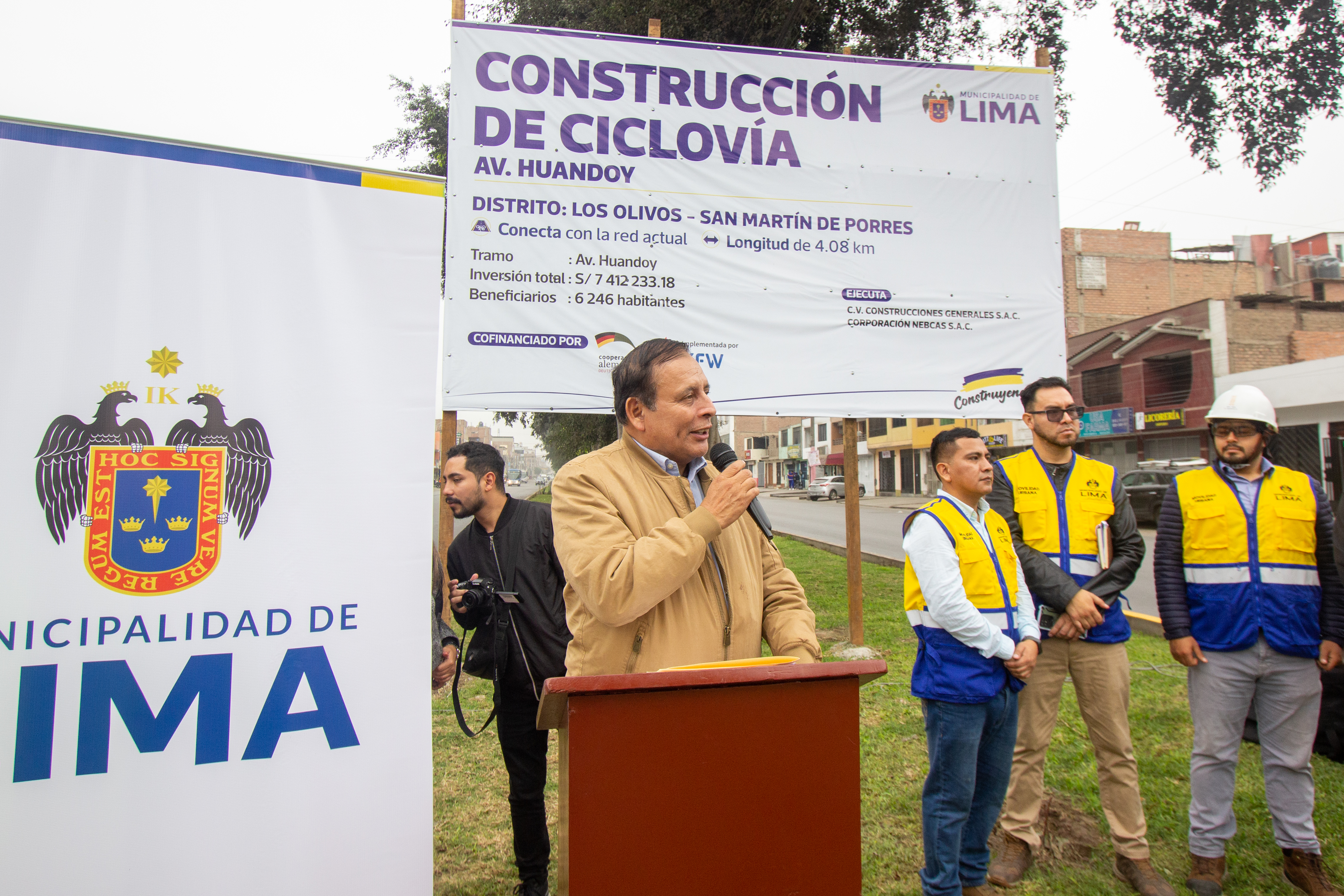 Nueva construcción de ciclovía en Lima norte