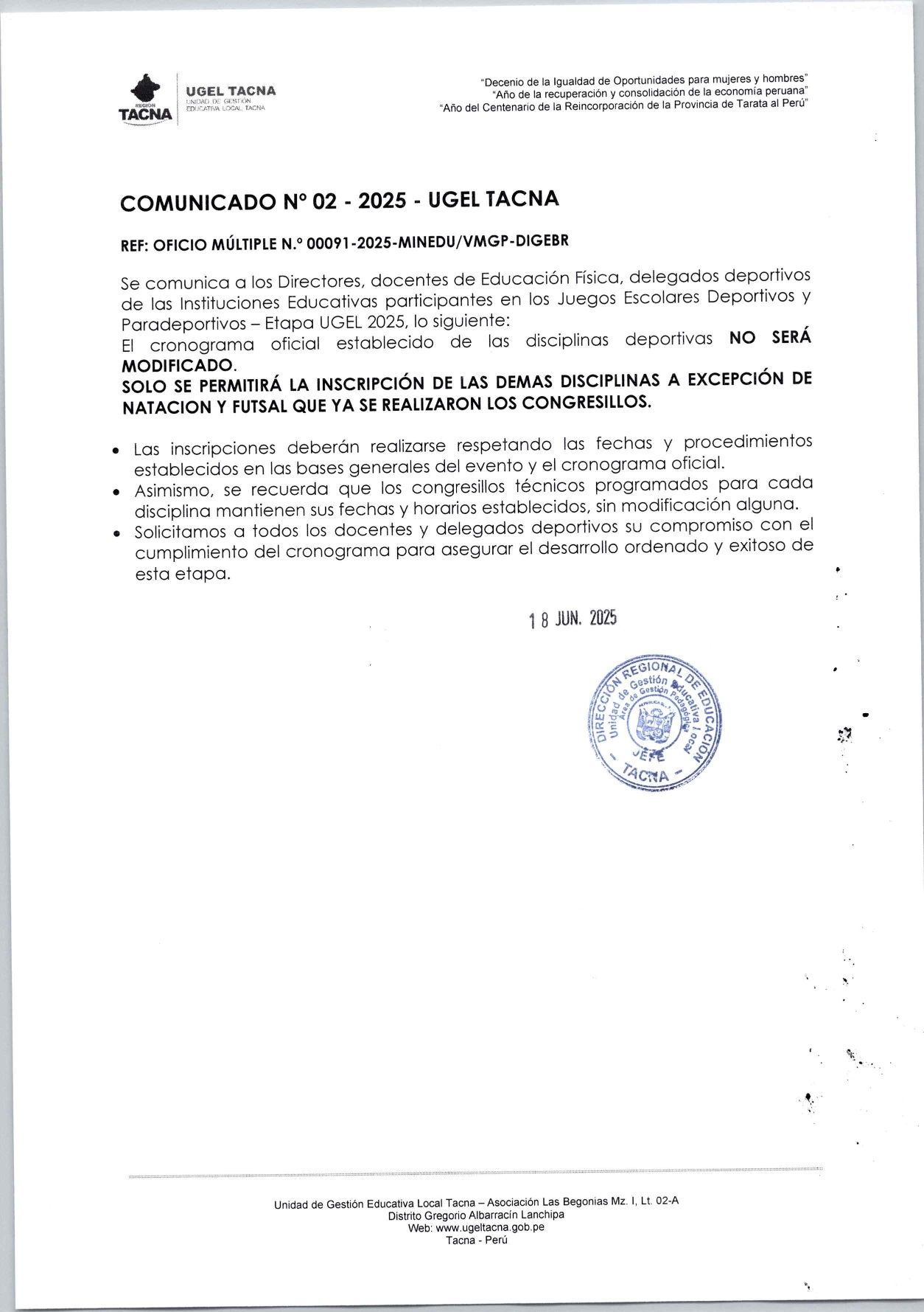 Comunicado N°2 - 2025