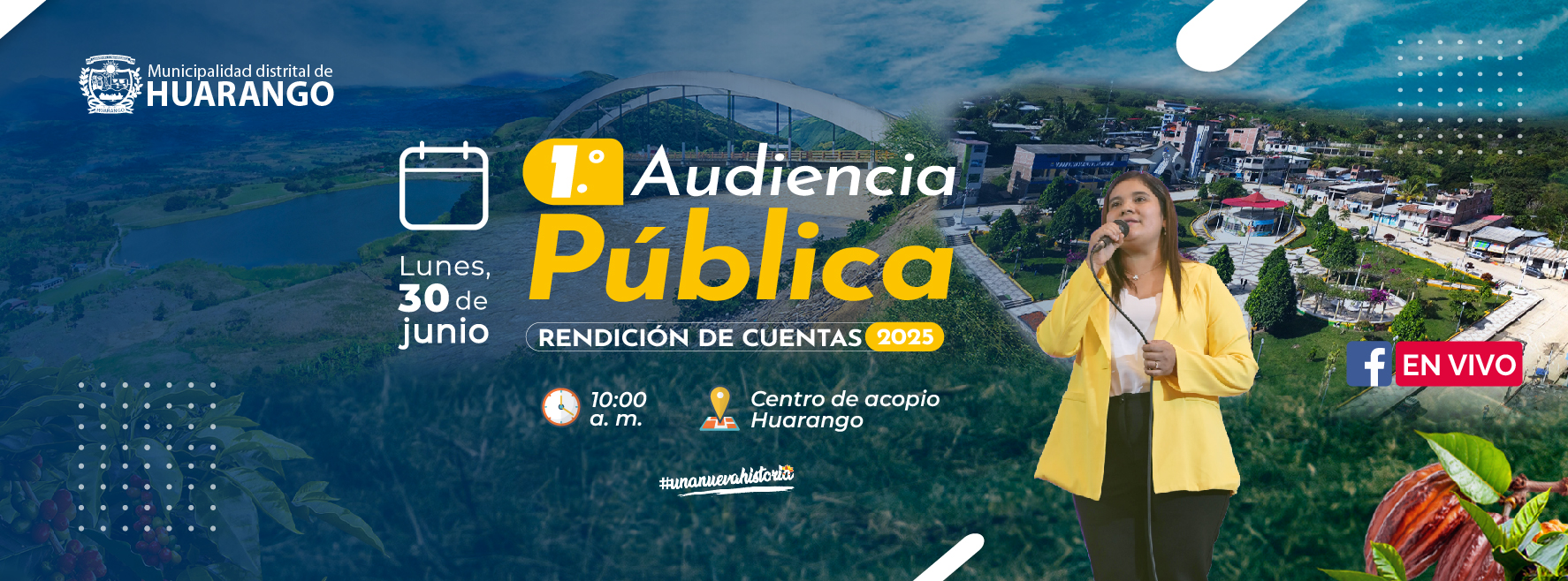La Municipalidad Distrital de Huarango invita cordialmente a toda la ciudadanía a participar en la: 🗓️ 1ra Audiencia Pública de Rendición de Cuentas - Año Fiscal 2025