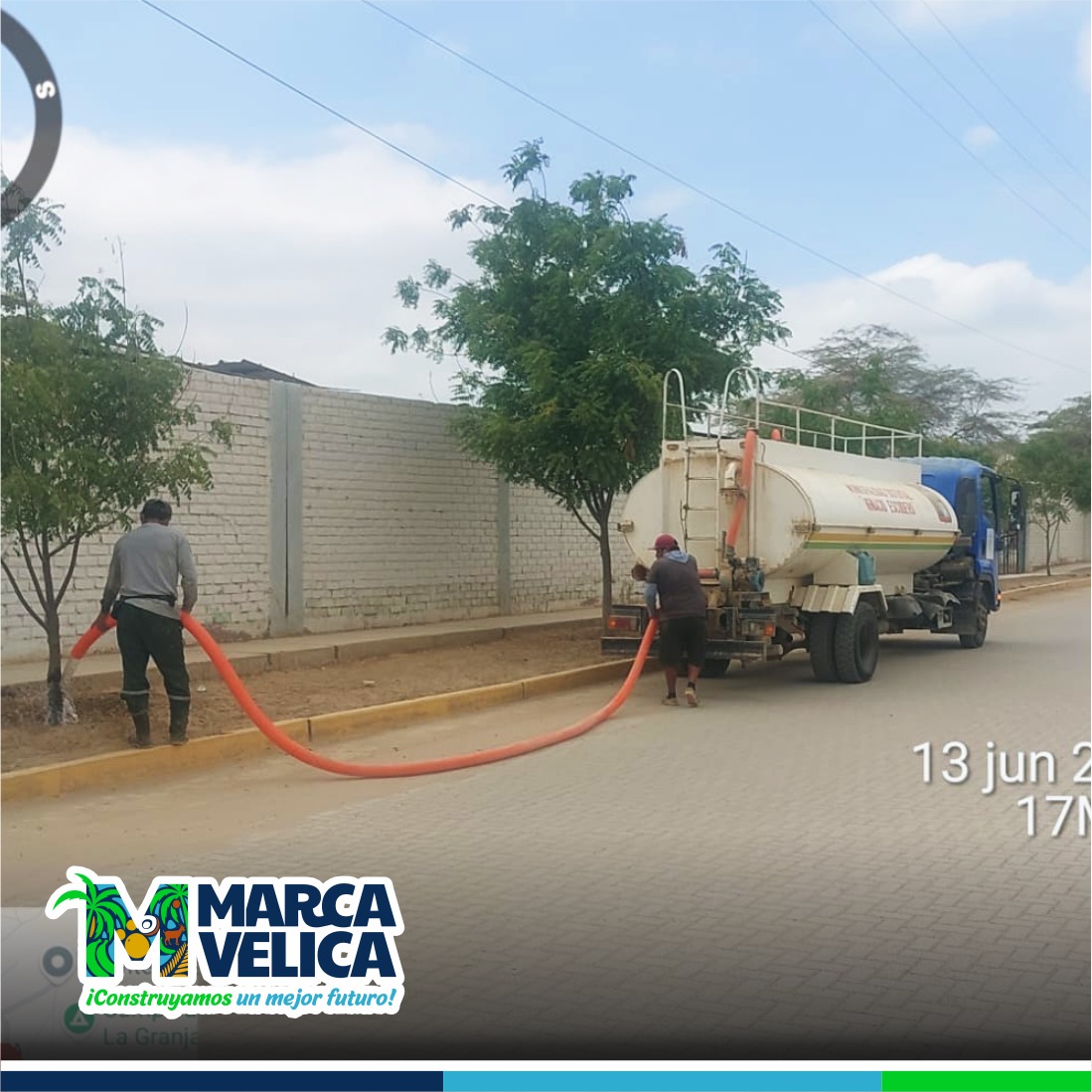 Ejecución de jornada de riego para el mantenimiento de las áreas verdes del distrito