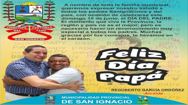 Alcalde Reguberto Garcia Ordoñez saluda a todos los papas por su día 