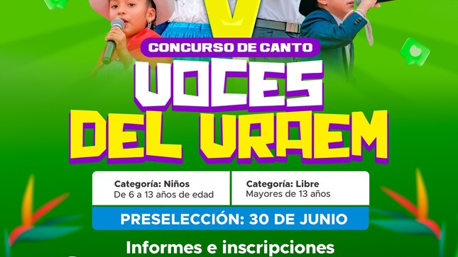 📌 Cantar es una forma de expresar lo que sientes. Esta es tu oportunidad de participar en el concurso de canto “Voces del VRAEM”, que busca descubrir nuevos talentos en el marco del 44.º aniversario de la Comunidad Campesina de Villa Kintiarina.