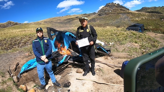 FEMA dispone la destrucción de un campamento y bienes de la minería ilegal en La Libertad.