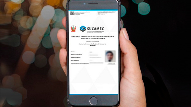 Constancia temporal de identificación para personal de seguridad privada.