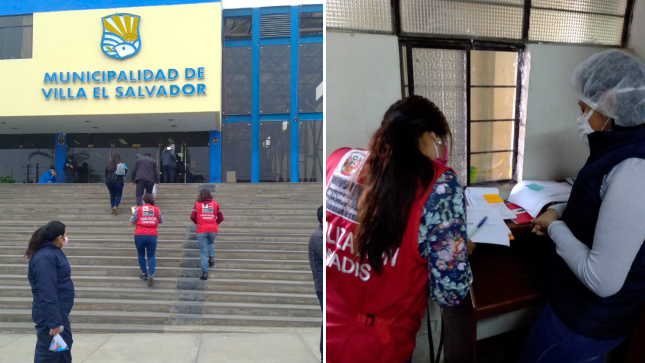 personal de fiscalización ingresando a la municipalidad y revisando documentos