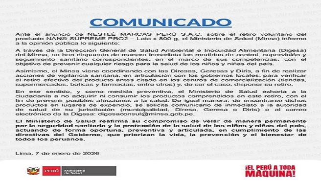 Comunicado del MINSA