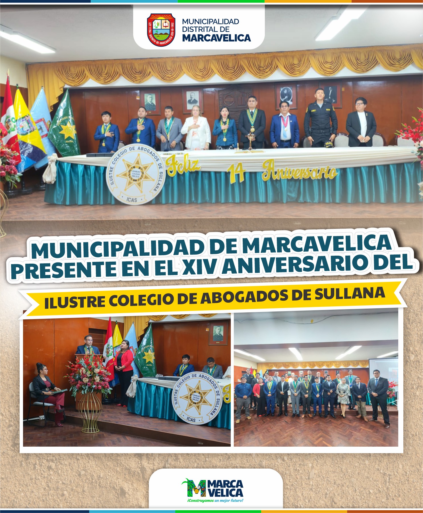 Municipalidad de Marcavelica presente en el xiv aniversario del ilustre colegio de abogados de sullana