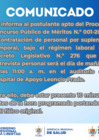 Vista preliminar de documento Comunicado del Concurso Público de Méritos N.º 001-2026 - Contratación de personal por suplencia temporal, bajo el régimen laboral del Decreto Legislativo N.º 276, respecto a las entrevistas personales
