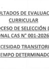 Vista preliminar de documento RESULTADOS DE EVALUACIÓN CURRICULAR CAS N° 01