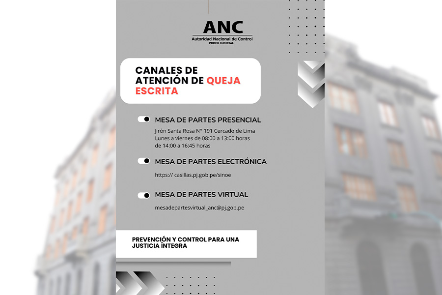 La Autoridad Nacional de Control del Poder Judicial (ANC-PJ), a través de su sede central y sus 34 Oficinas Descentralizadas (ODANC) a nivel nacional, continuará atendiendo a los usuarios del servicio de justicia durante el periodo de vacaciones judiciales, comprendido entre el 1 de febrero y el 2 de marzo del presente año, garantizando la recepción y tramitación de quejas vinculadas a los órganos jurisdiccionales de emergencia designados para este periodo.