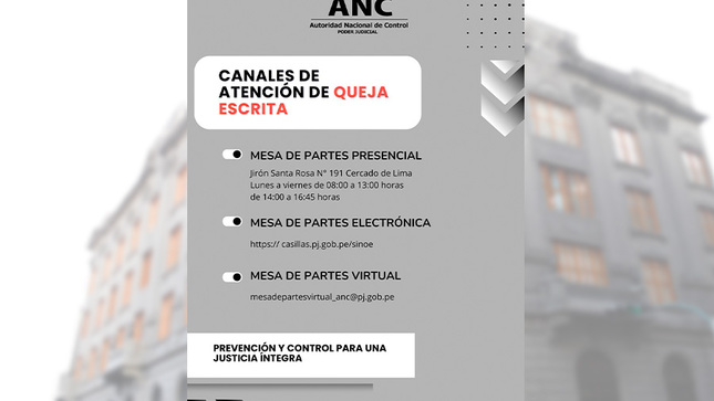 La Autoridad Nacional de Control del Poder Judicial (ANC-PJ), a través de su sede central y sus 34 Oficinas Descentralizadas (ODANC) a nivel nacional, continuará atendiendo a los usuarios del servicio de justicia durante el periodo de vacaciones judiciales, comprendido entre el 1 de febrero y el 2 de marzo del presente año, garantizando la recepción y tramitación de quejas vinculadas a los órganos jurisdiccionales de emergencia designados para este periodo.