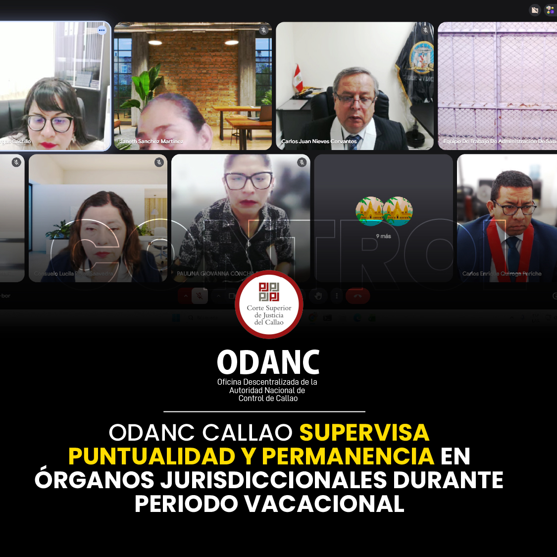Con el objetivo de mantener un servicio público eficiente, la Oficina Descentralizada de la Autoridad Nacional de Control (ODANC-Callao), jefaturada por Carlos Enrique Quiroga Periche, inició una serie de visitas extraordinarias de control de puntualidad y permanencia en los juzgados que operan durante el presente periodo vacacional.