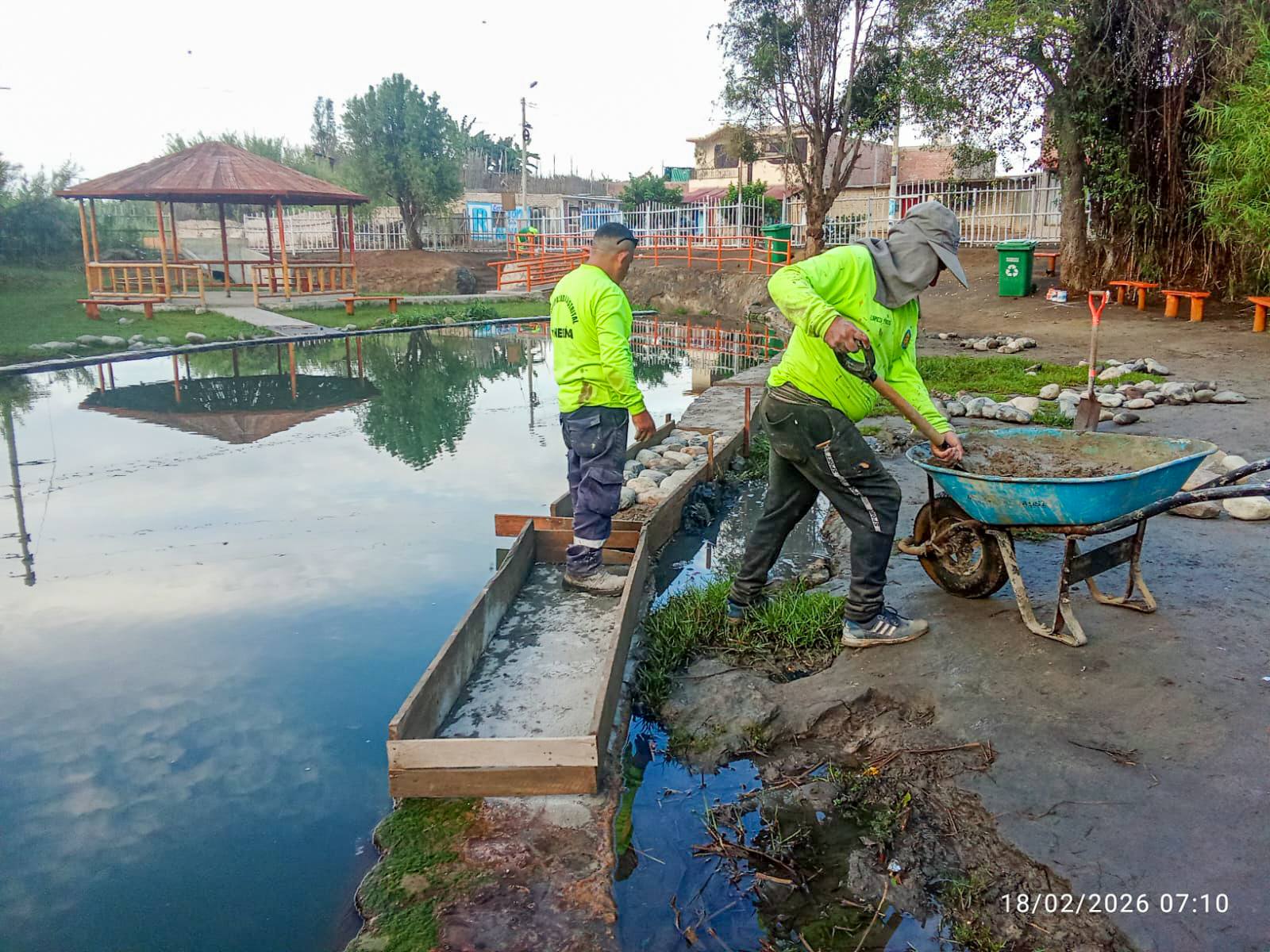 Construcción de la pasarela de piedra