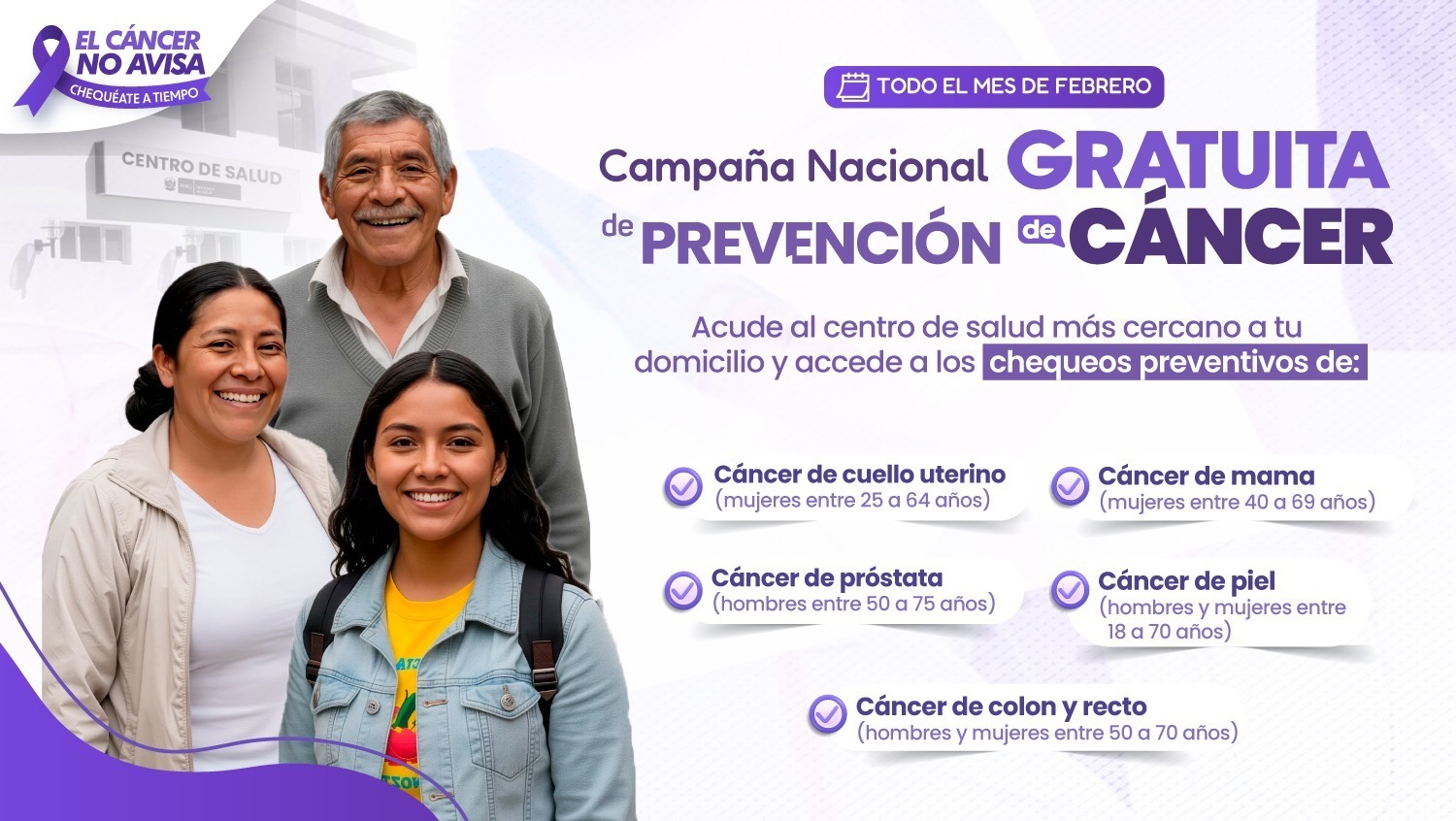 Minsa continúa con la campaña gratuita de despistajes “El Cáncer no Avisa”