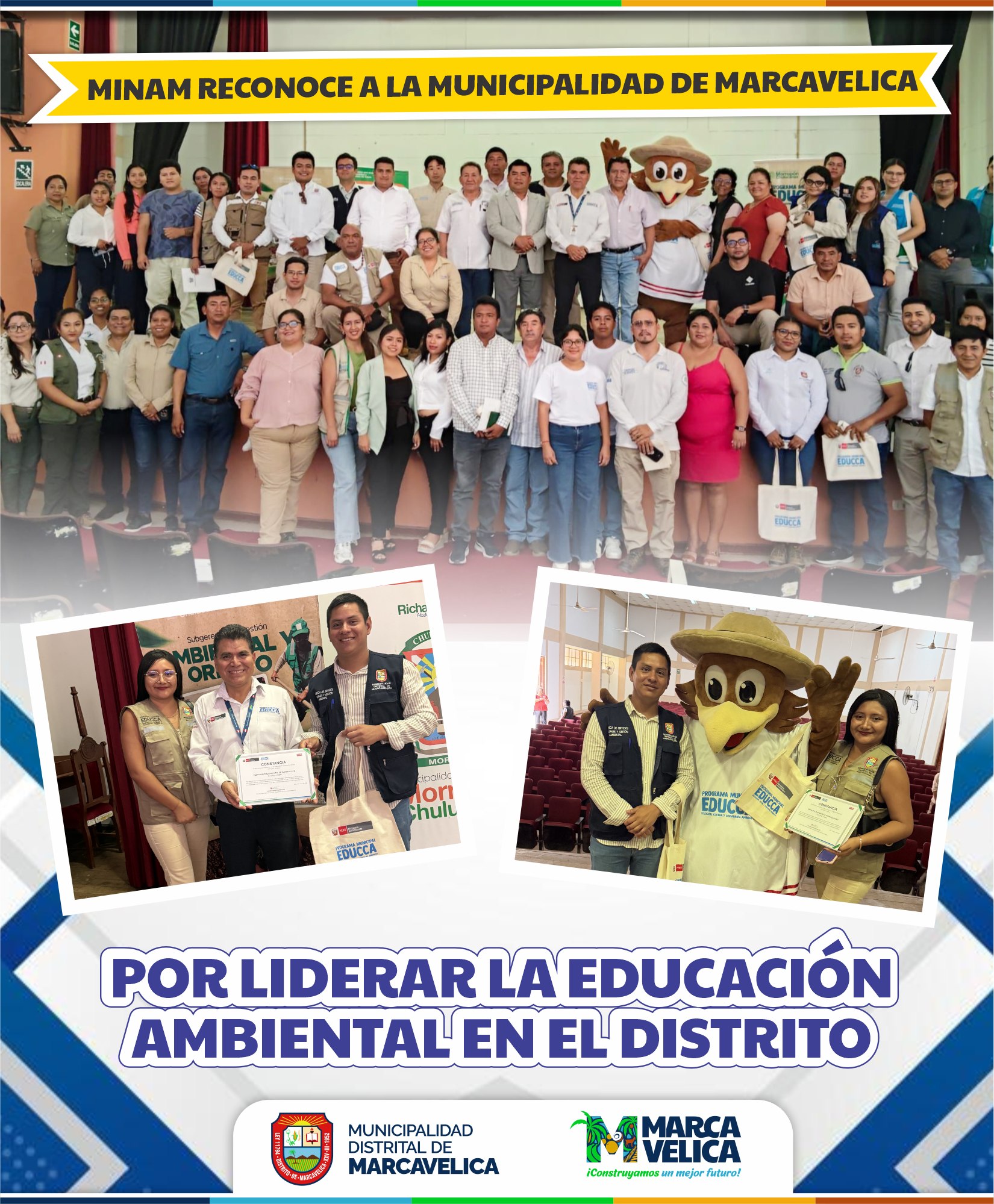Minam reconoce a la Municipalidad Distrital de Marcavelica por liderar la educación ambiental en el distrito