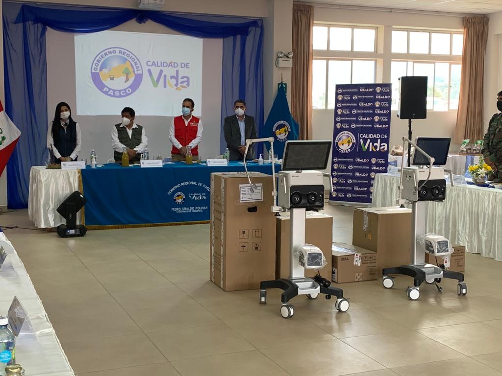 Siete ventiladores mecánicos fueron entregados para hospitales de Pasco.