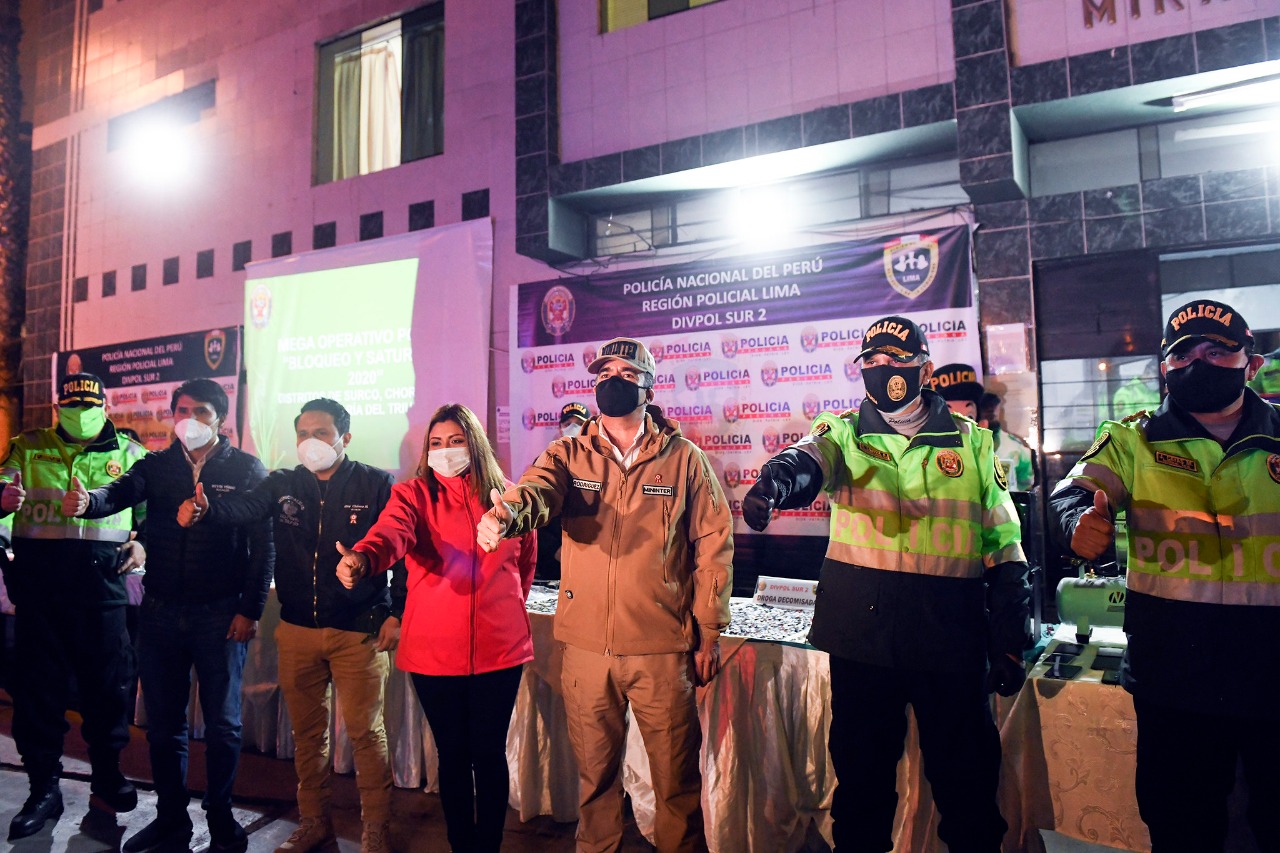 Presentación de los resultados de un nuevo megaoperativo contra la delincuencia común y organizada en Lima Sur.